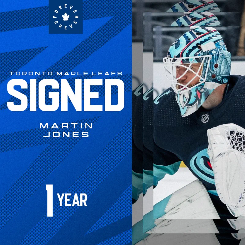 NHL – Le gardien Martin Jones portera le maillot des Maple Leafs