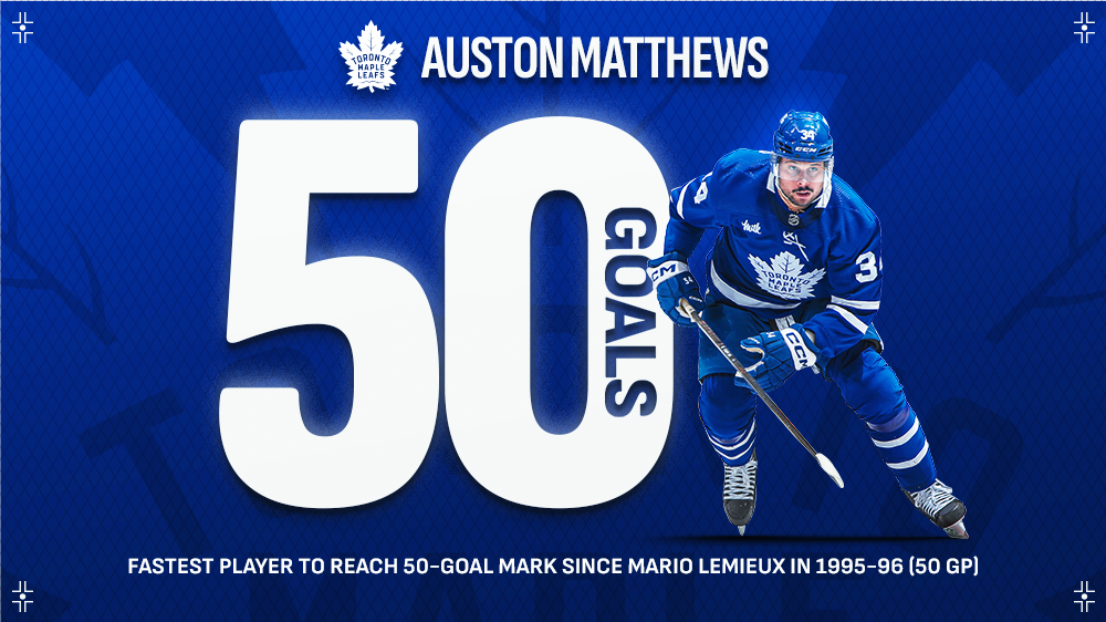NHL – AUSTON Matthews dépasse les 50 buts