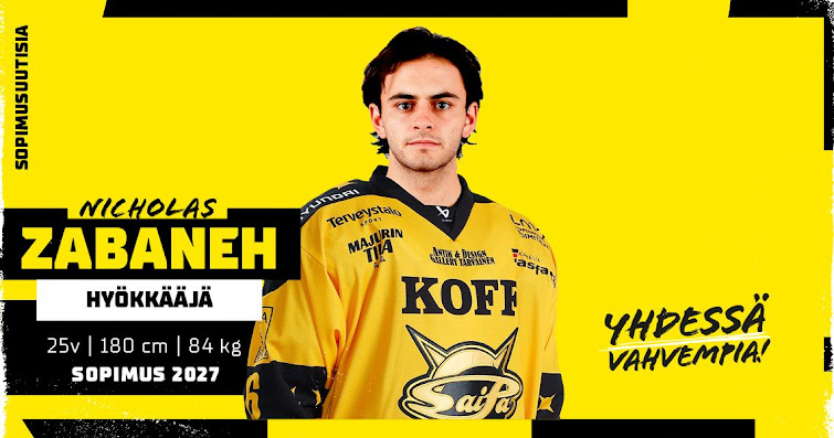 LIIGA – Le Canadien Nicolas Zabaneh arrive à SaiPa