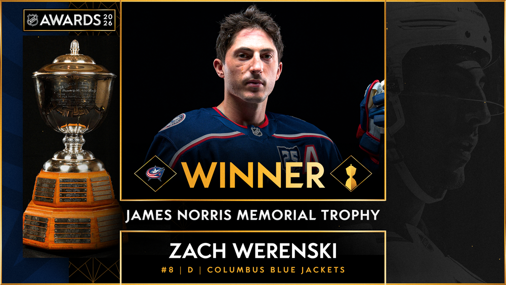 ▶️ NHL – Zach Werenski décroche le Trophée James Norris