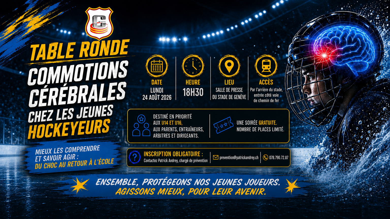 CONFÉRENCE – CE SOIR: commotions cérébrales, mieux protéger les jeunes hockeyeurs, un enjeu dès 14 ans