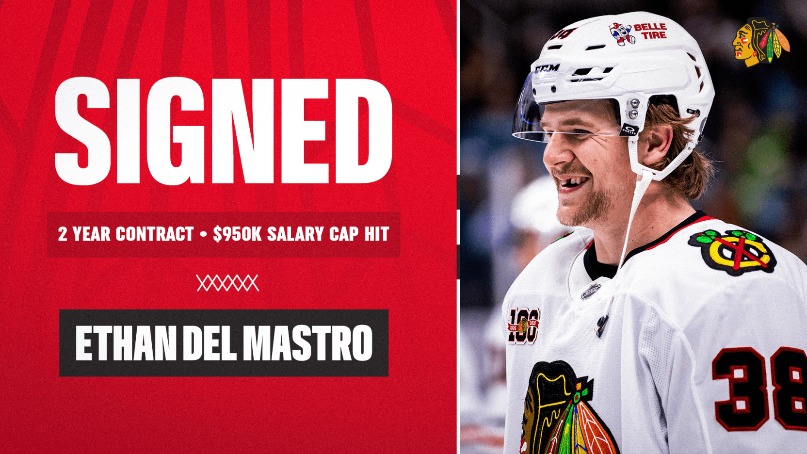 NHL – Ethan Del Mastro prolonge à Chicago