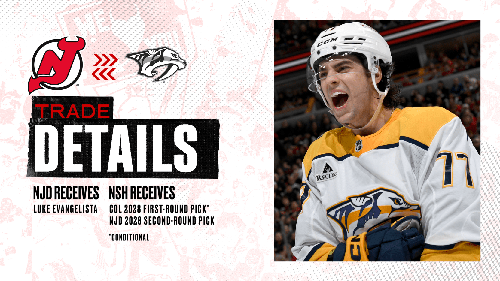 NHL – Les Devils signent Luke Evangelista et cèdent un premier tour conditionnel