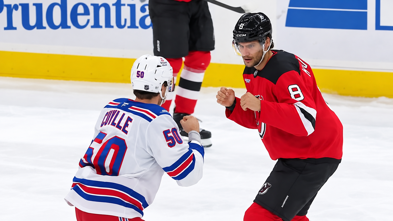▶️ NHL – Johnathan Kovacevic (NJD) en vient aux mains avec Will Cuylle (NYR)