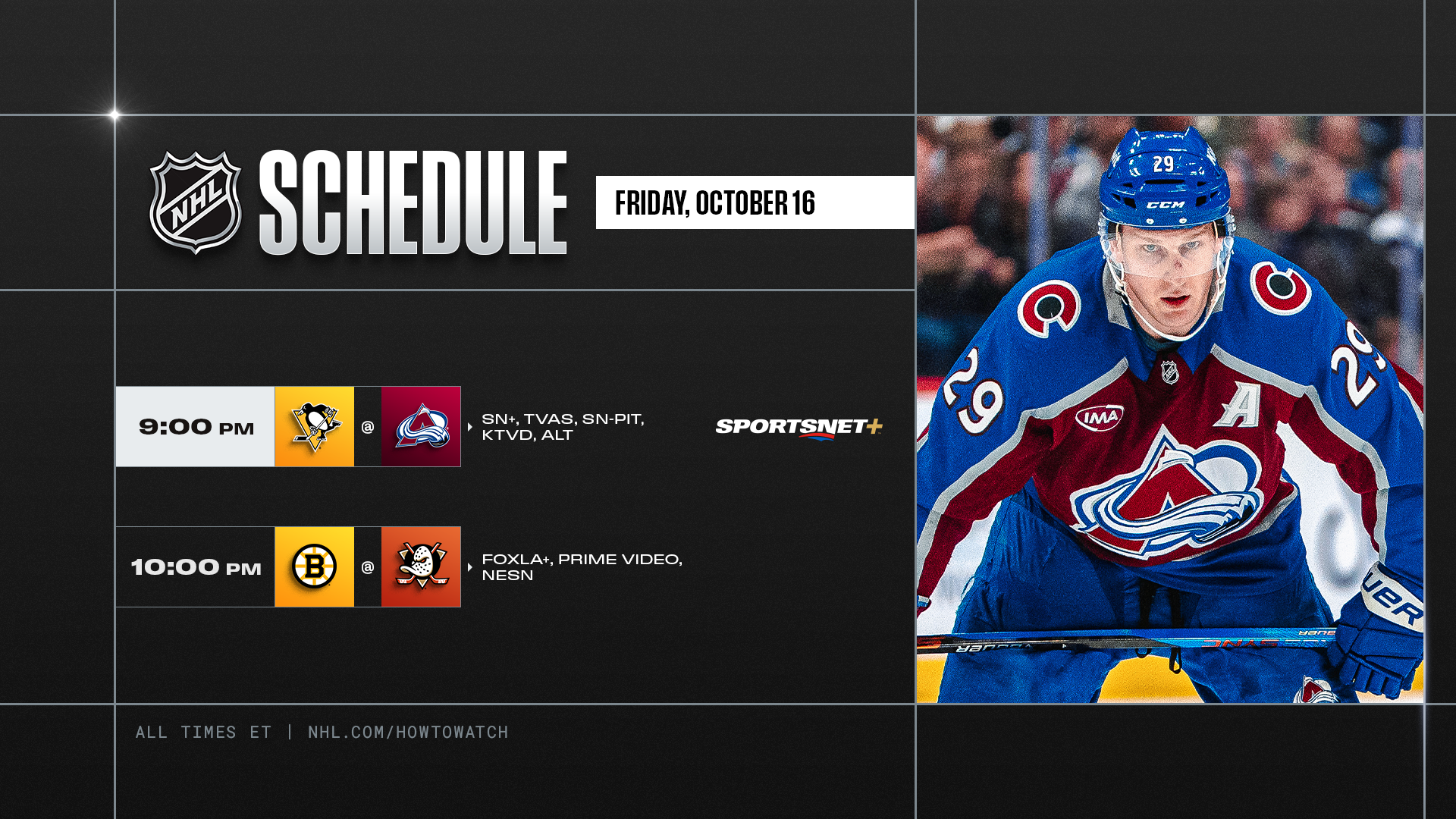 NHL PREVIEW – Crosby contre MacKinnon: retrouvailles entre deux vedettes canadiennes